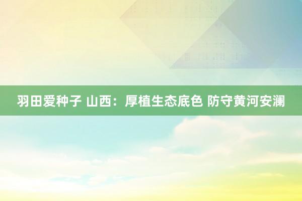 羽田爱种子 山西：厚植生态底色 防守黄河安澜