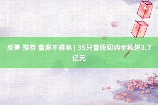 反差 推特 鲁股不雅察 | 35只鲁股回购金额超3.7亿元